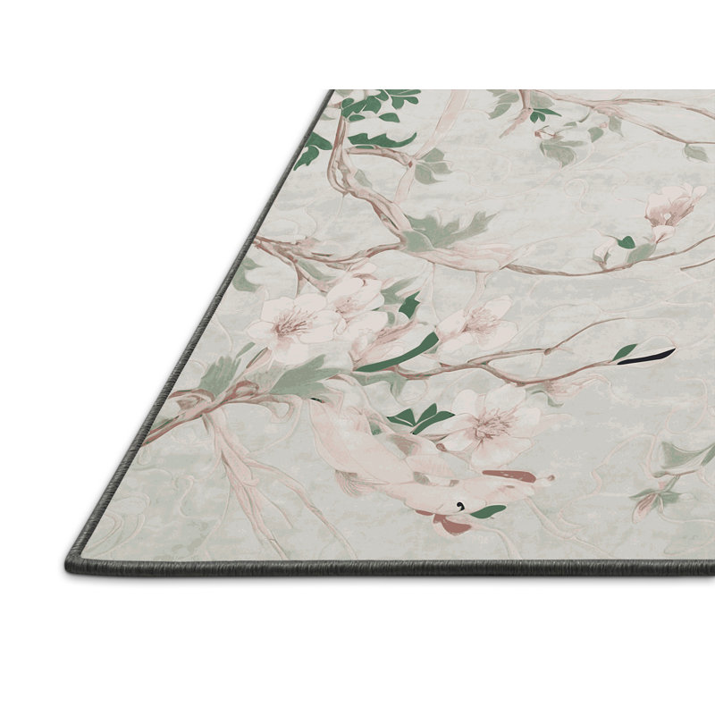 Tapis gris soyeux et moelleux, Rond 4 pi