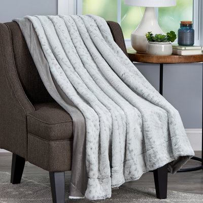 Couverture en peluche LHC pour la décoration intérieure - Jeté hypoallergénique en fausse fourrure de lapin