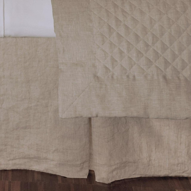 Hudson Linen_Tailored & Lined Bed Skirt, Twin, Brown