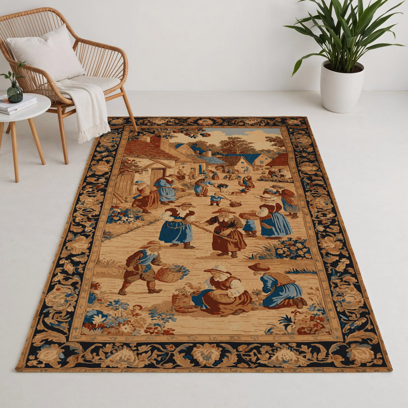 Tapis d'intérieur et d'extérieur brun français, Rectangle 9 pi x 12 pi