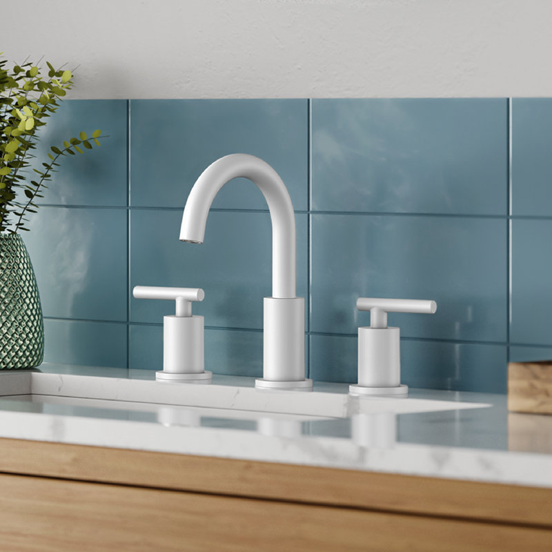 Celestine Widespread Faucet 2-Handle Bathroom Faucet With Drain Assembly 2.0, White