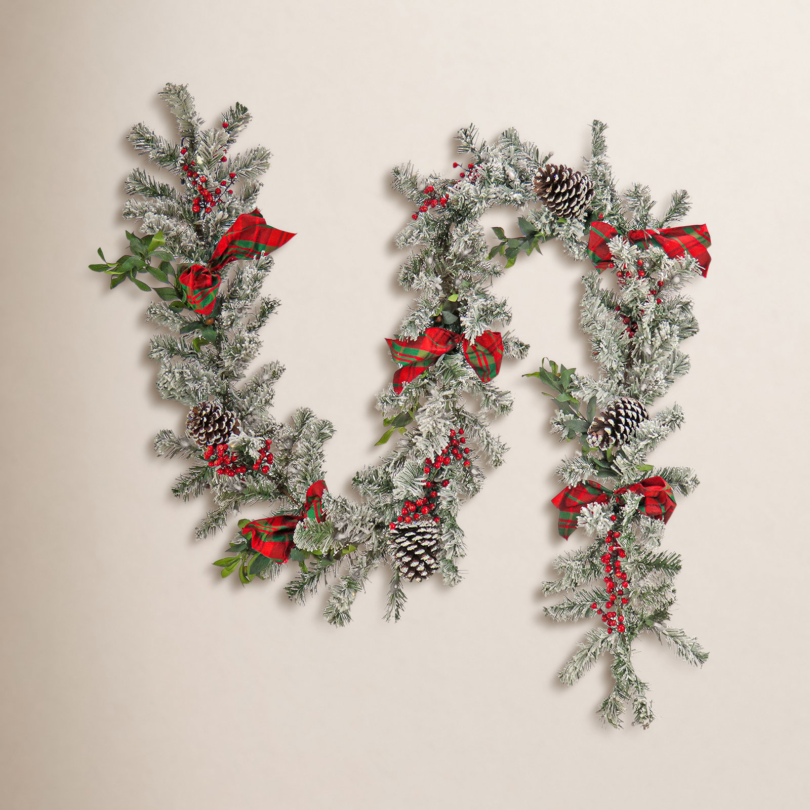 108" Frosted Pre-Lit Bow Christmas Garland