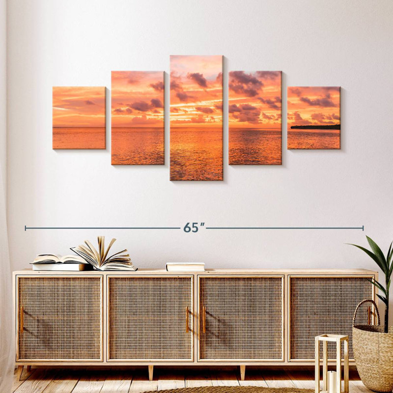 Curacao Sunset Seascape, H 24 po x l 55 po