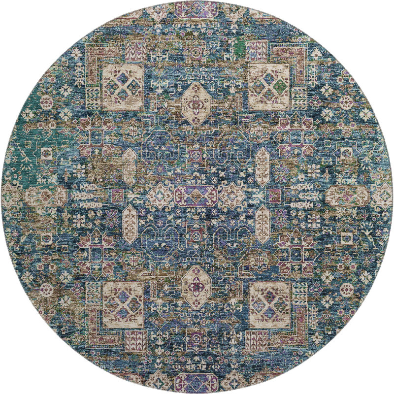 Premium Machine Washable Cerrito Green Rug, Round 8'