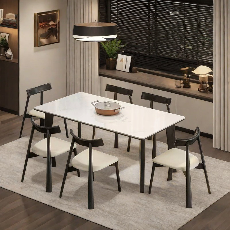 Modern high-class dining table and chair, 29.5"H x 62.9"L x 35.4"W