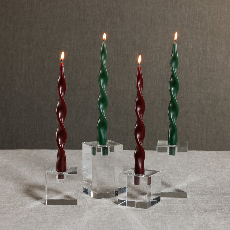 Ensemble de 12 chandelles formelles Lumière Twist - Décoration de table des fêtes, Cône 10 po x 0,875 po, Bourgogne