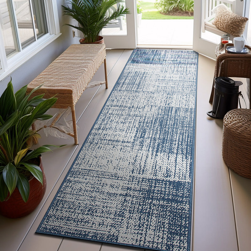 Tapis abstrait intérieur et extérieur Graig, Tapis de couloir de 2 pi x 7 pi