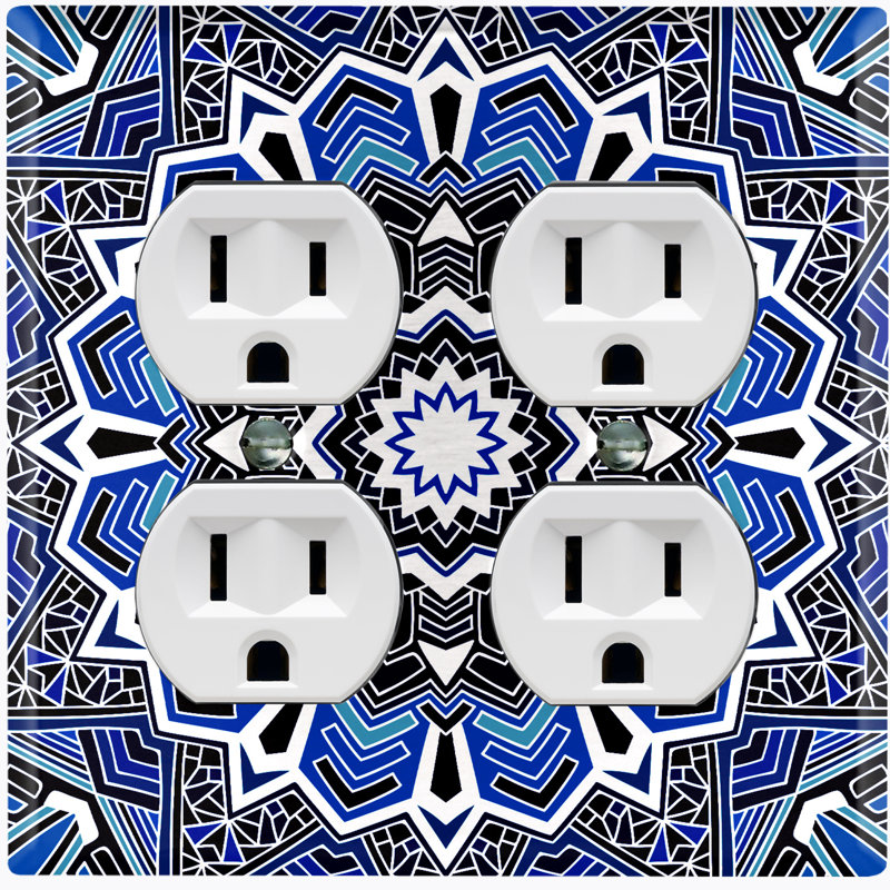 Plaque murale 2 prises doubles, Bleu