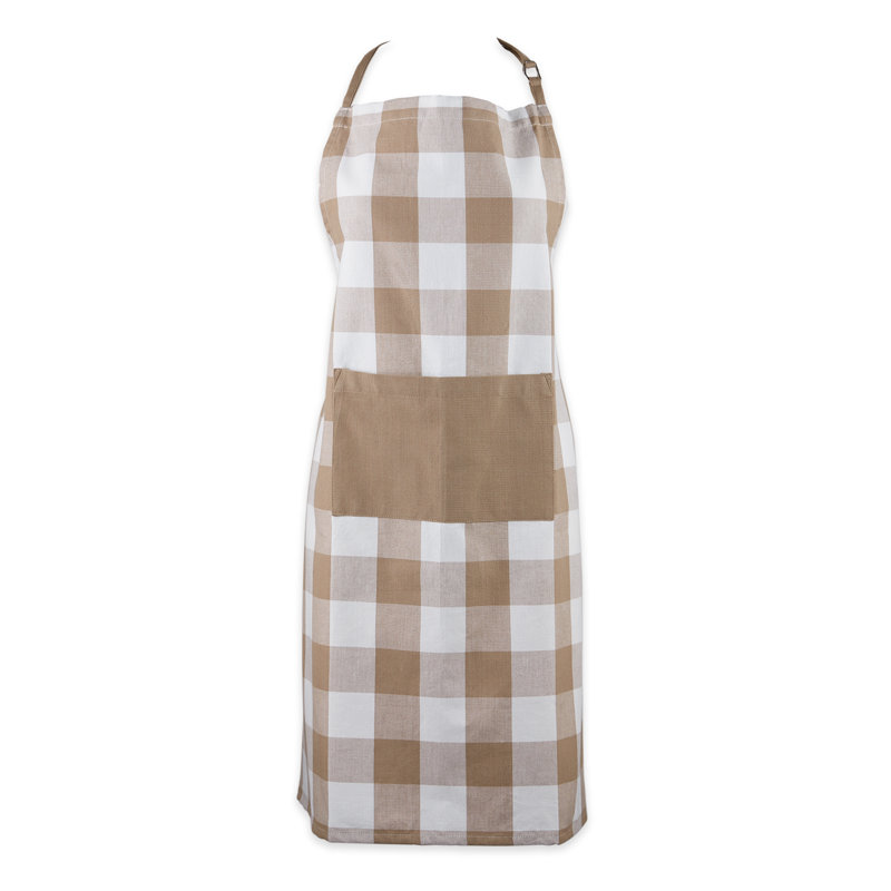 Checkered Linen Bib Apron, Blue