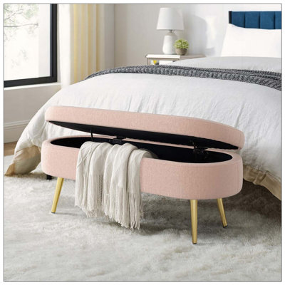 Banc de rangement repose-pieds ovale avec pieds en métal