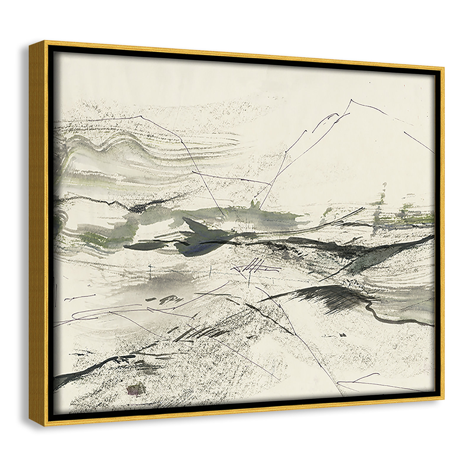 Green Sketches Print by PI Studio, 9.5" H x 11.5" W x 2" D, Gold Floater Framed, No Mat