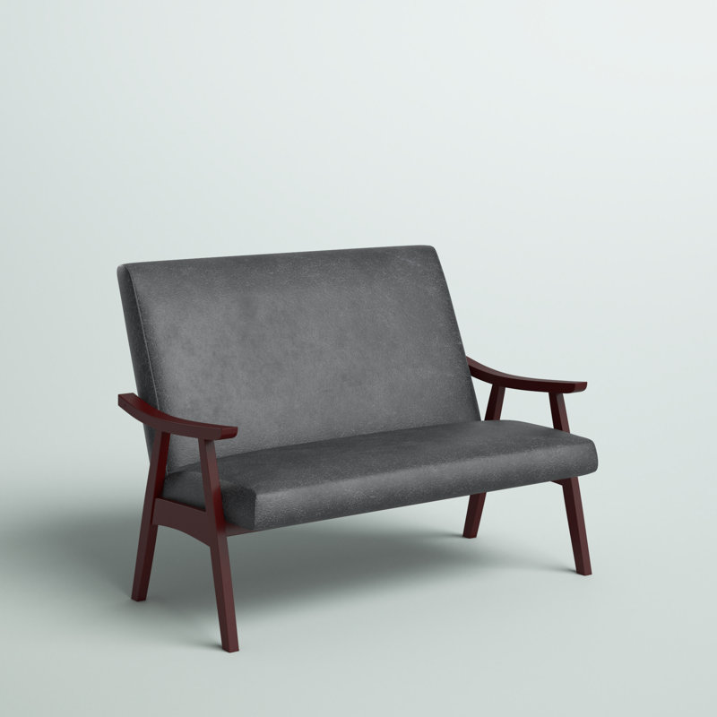 Causeuse avec accoudoirs en similicuir 46,75 po, Similicuir gris foncé, Espresso