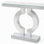 Console miroir de 109 cm (43 po), table d'appoint argentée moderne avec base en forme de O-1146463580