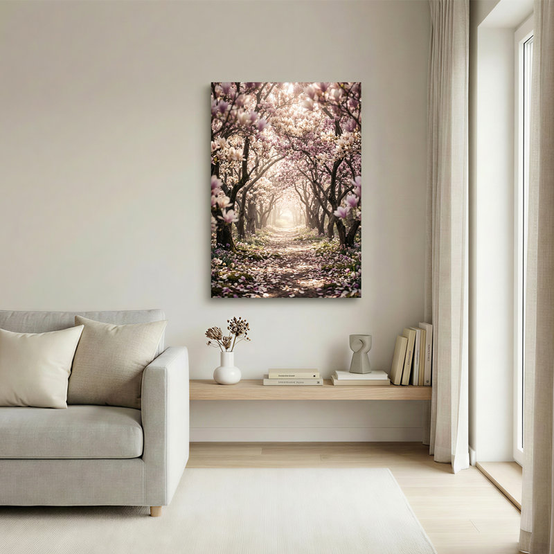 «Rose» et «White Blossoming Trees Over Sunlit Path», art mural sur toile, 18"H x 12"W