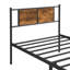 Lit simple en métal avec tête de lit décorative en bois TG