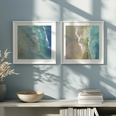 Vagues qui rencontrent le rivage, ensemble de 2 impressions sur toile 16 "x 16"