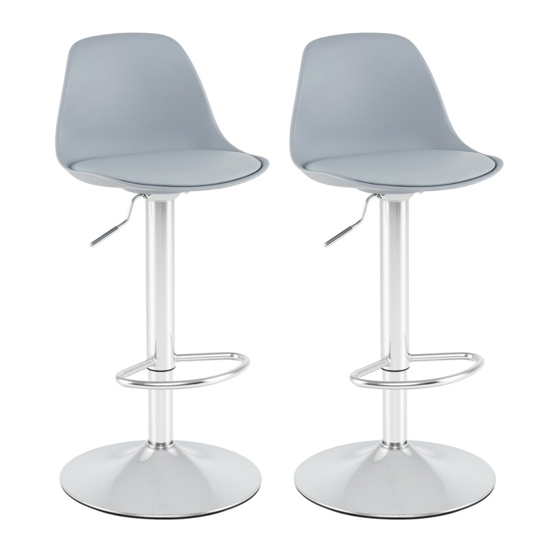 Swivel Upholstered Adjustable Height Bar Stool, White
