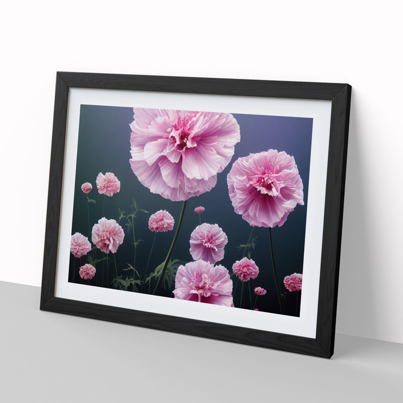Gleeful Carnation Flowers - Single Picture Frame Print, 46cm H x 64cm W x 2cm D, Black