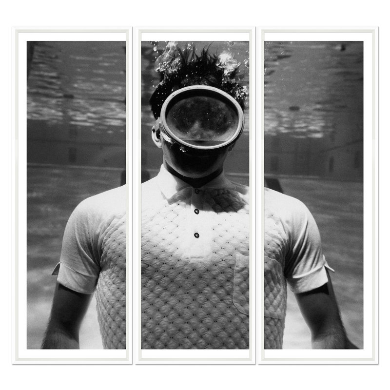 Man Underwater Giclee Print by Leonard Nones, White Framed Paper, 37.25" H x 39.75" W x 1.75" D
