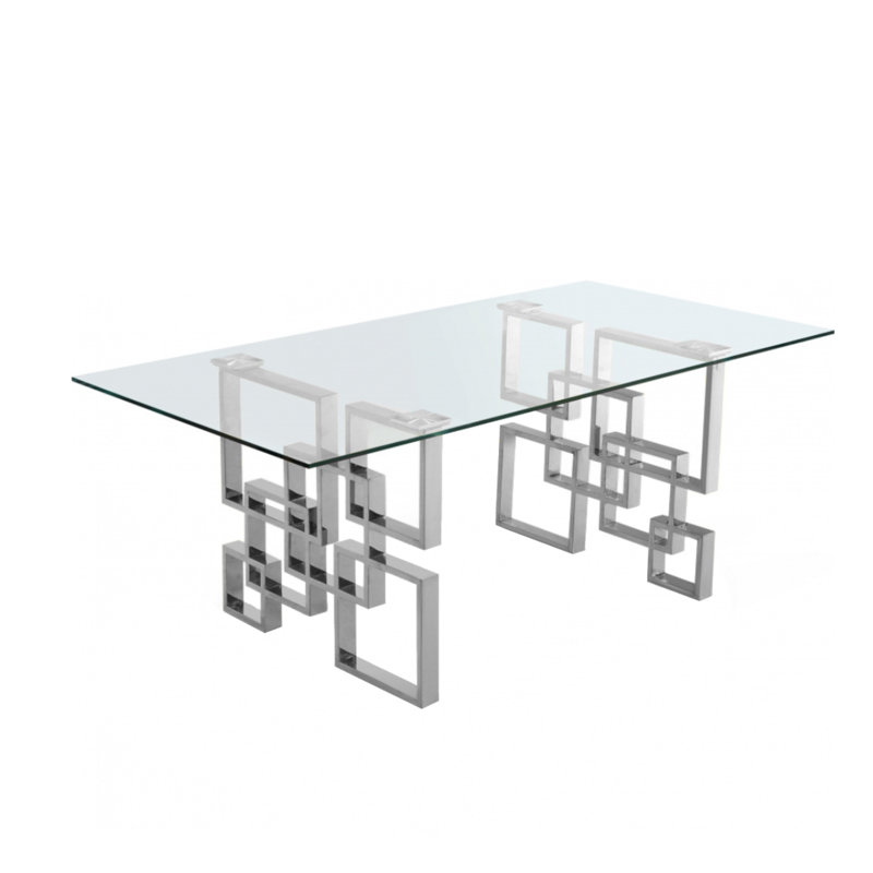 Table de salle à manger rectangulaire en verre trempé Bulger