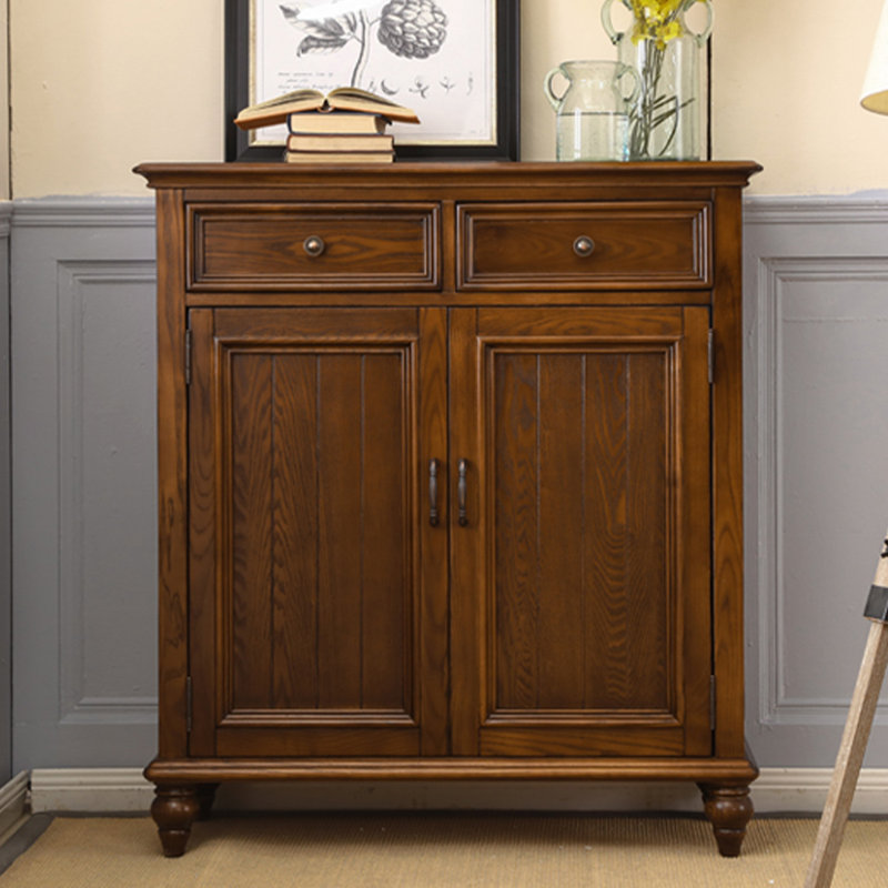 Walnut Solid Wood Shoe Storage Bench, 43.31" H x 39.37" W x 15.75" D
