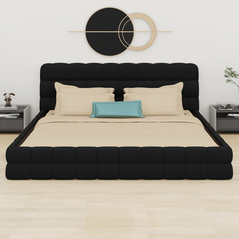 Lit plateforme tapissier confortable, Noir
