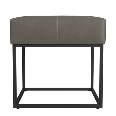 Homepop Small Square Metal Ottoman - Faux Leather by HomePop