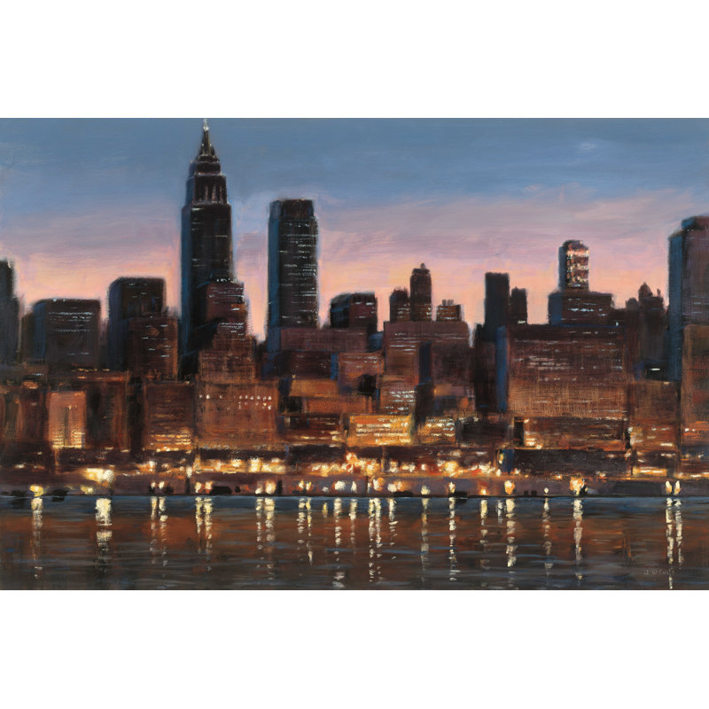 " Manhattan Reflection " by James Wiens Painting Print, 12" H x 18" W x 1.25" D