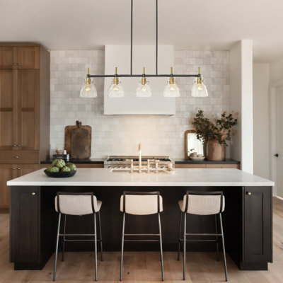 Luminaire suspendu linéaire en verre cloche à 5 lumières à intensité variable