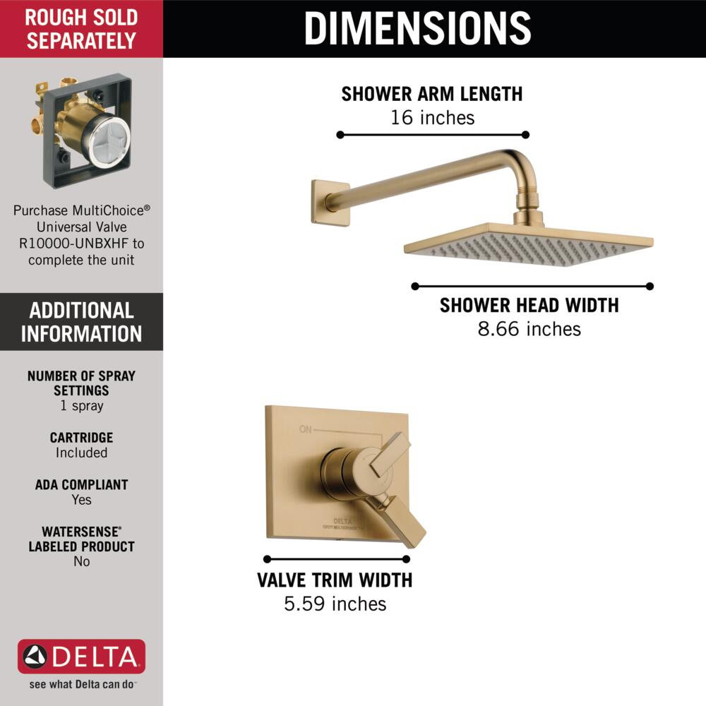 Vero 17 Series Dual-Function Shower Set, Brilliance Champagne Bronze