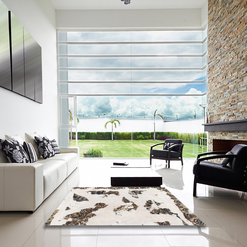 Tapis abstrait moderne 1172, Carré 5 pi