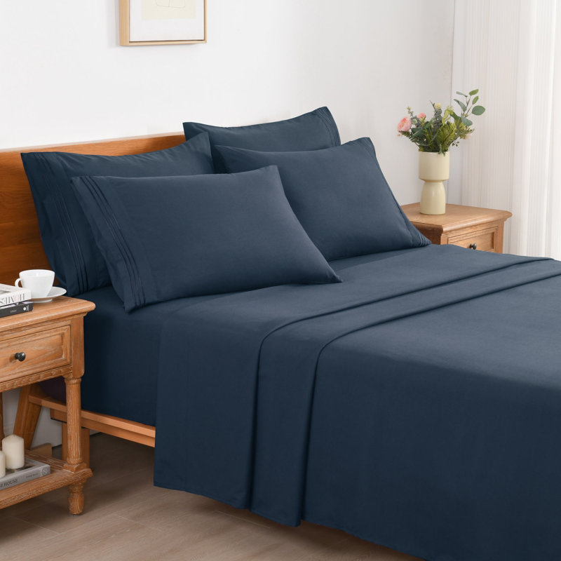 Ensemble de draps 4/6 pièces, Marine, Simple