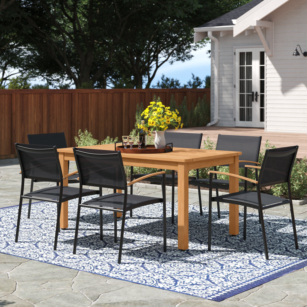 Anautica 6 - Person Metal Patio Dining Set with Rectangular Table Lark Manor™