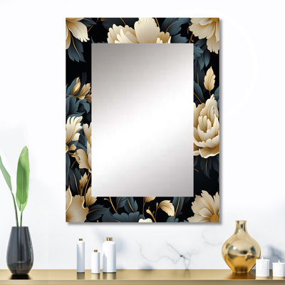 Aldophée intemporelle pivoine beige sophistiquée - miroir mural floral, miroir décoratif de maison de campagne, impression d'art en métal