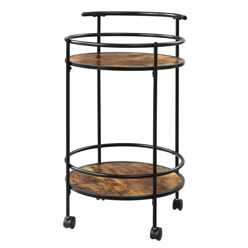 Rayfield Metal Serving Bar Cart, Barnwood Black