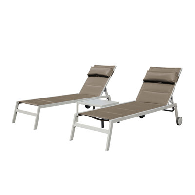 Silken Outdoor Metal Chaise Lounge with Table