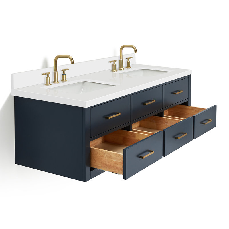 73'' W Double Vanity, Midnight Blue, Satin Brass, 61"