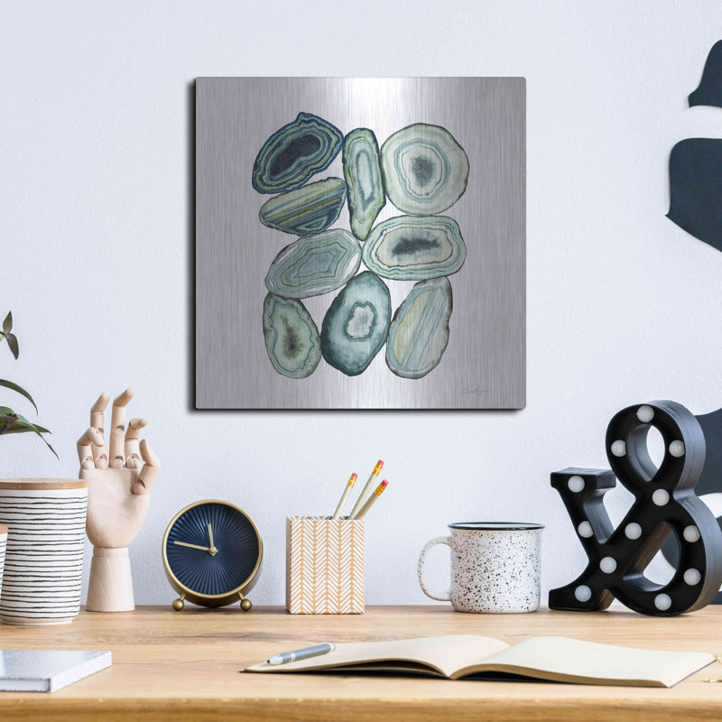 Ivy Bronx «Stacked Agate II» par Grace Popp, art mural en métal, H 12 po x l 12 po