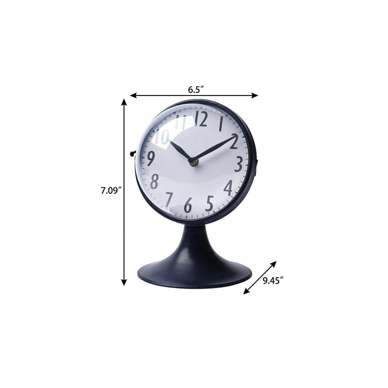 Horloge de table à dôme en verre bleu