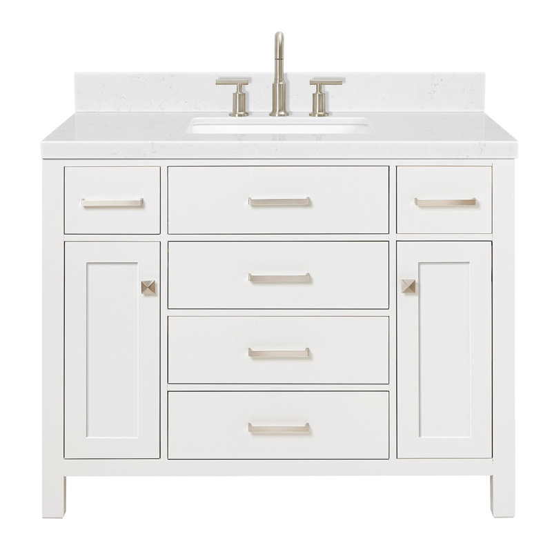 4_ARIEL Bristol 42 Single Sink Bathroom Vanity with Carrara White Quartz, White, 48"