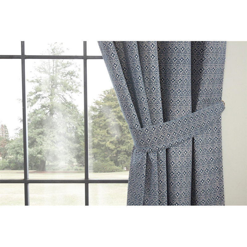 Wilks Semi Sheer Curtain Pair, 229 W x 183 D cm, Navy