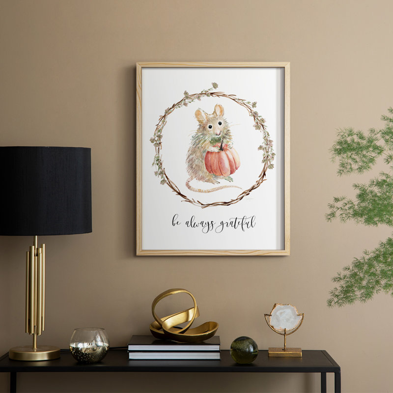 Harvest Home Mouse Framed Print - Solid Wood, 11" H x 9" W