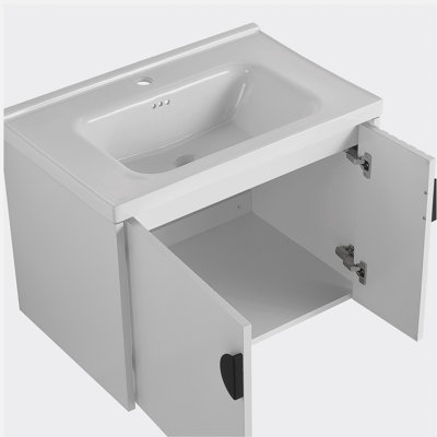 28 Inch Bathroom Vanity with Ceramic Sink, For Small Bathroom, Bathroom Vanity with Door