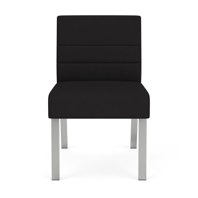 Chaise d'invité sans accoudoirs Waterfall, Argent, Portes ouvertes en tissu noir
