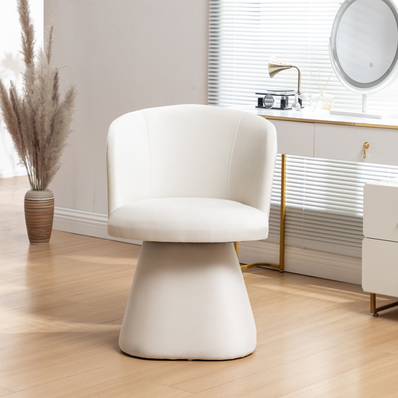 Dantzler Velvet Swivel Upholstered Dining Chair, Beige, 1