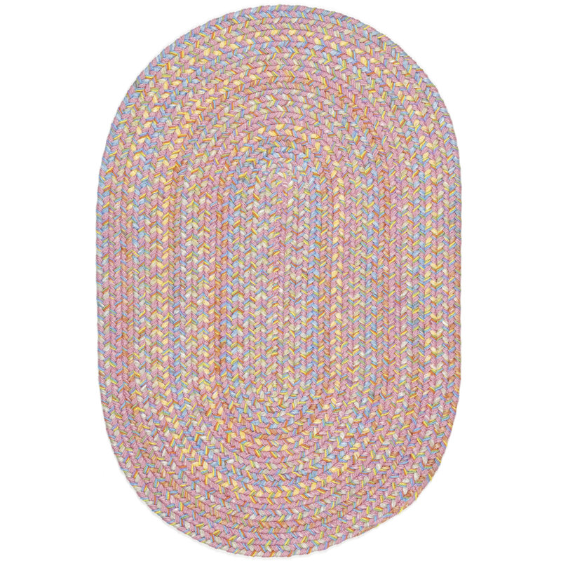 Tapis rose tressé à la main Berklee, Ovale 2 pi x 4 pi