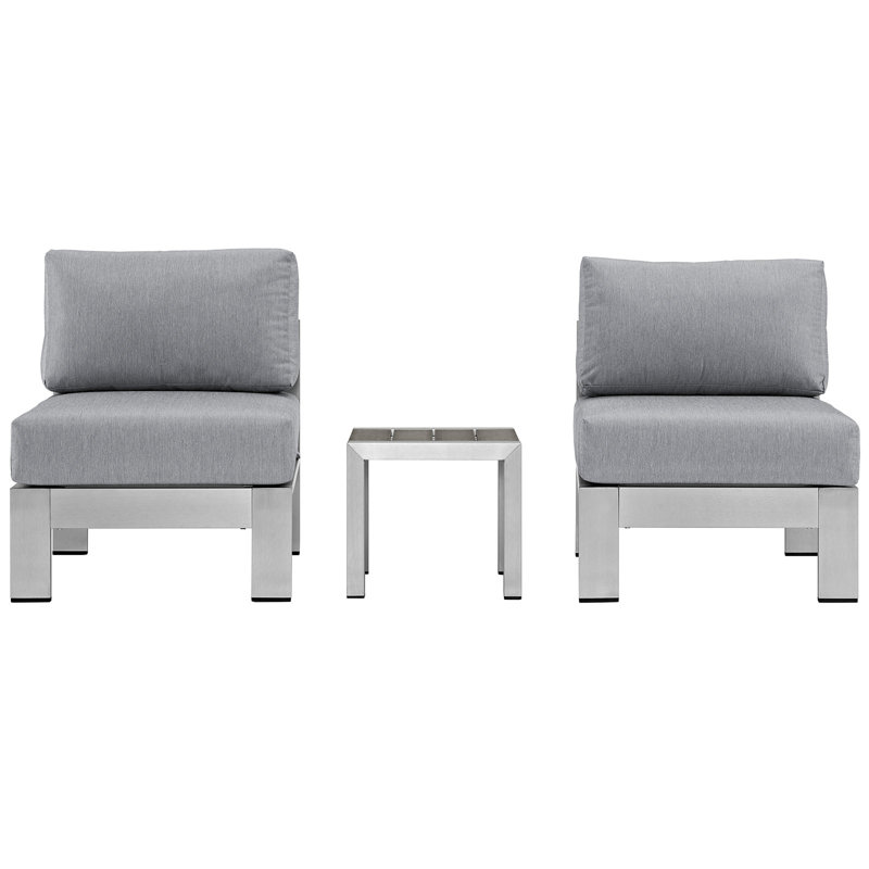 Shore Aluminum Outdoor Sectional Sofa Set of 3, Gray