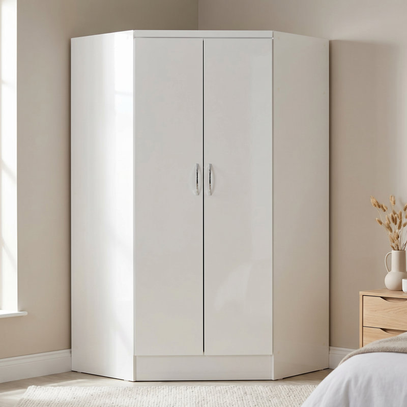 Cascio 2 Door Corner Wardrobe, White