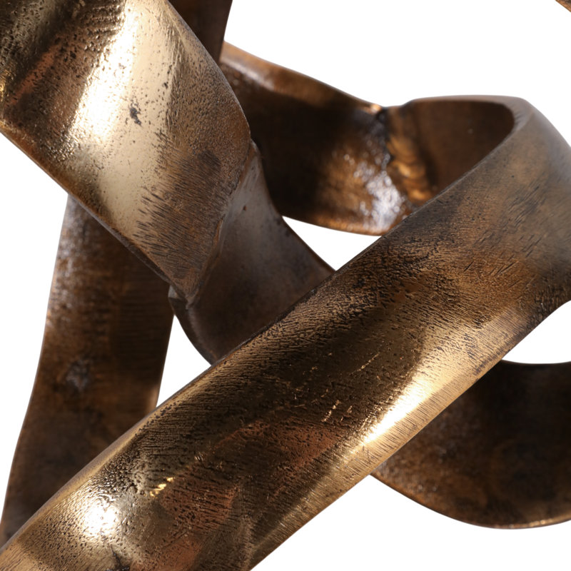 Sculpture décorative à nœuds en métal - brun, 7" H x 8" W x 8" D, Brown