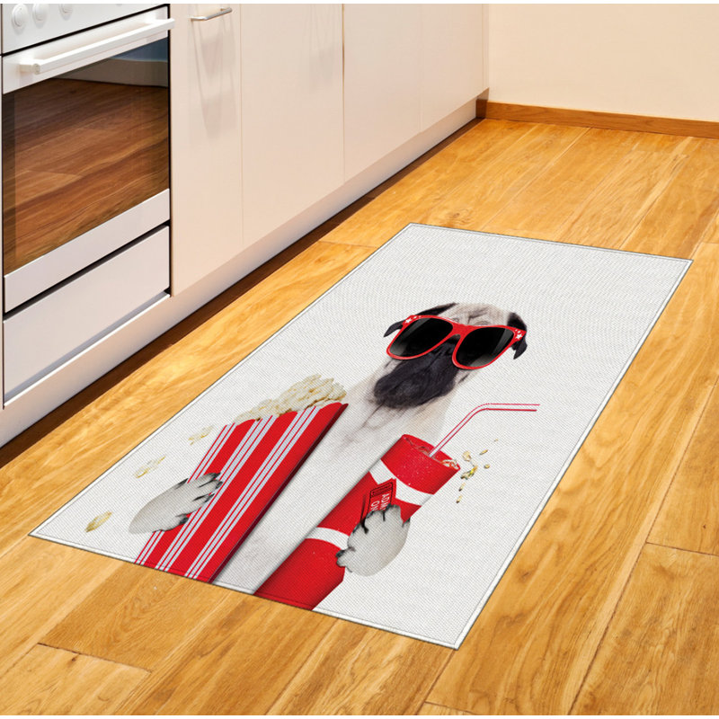 Pug High Density Long Fiber Poly Threads Decorative Area Rug Carpet, Rectangle 4' x 5'8"
